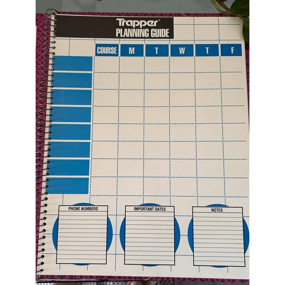 Vintage 1992 Mead Trapper Keeper Notebook Magenta Purple Geometric 80 Sheets